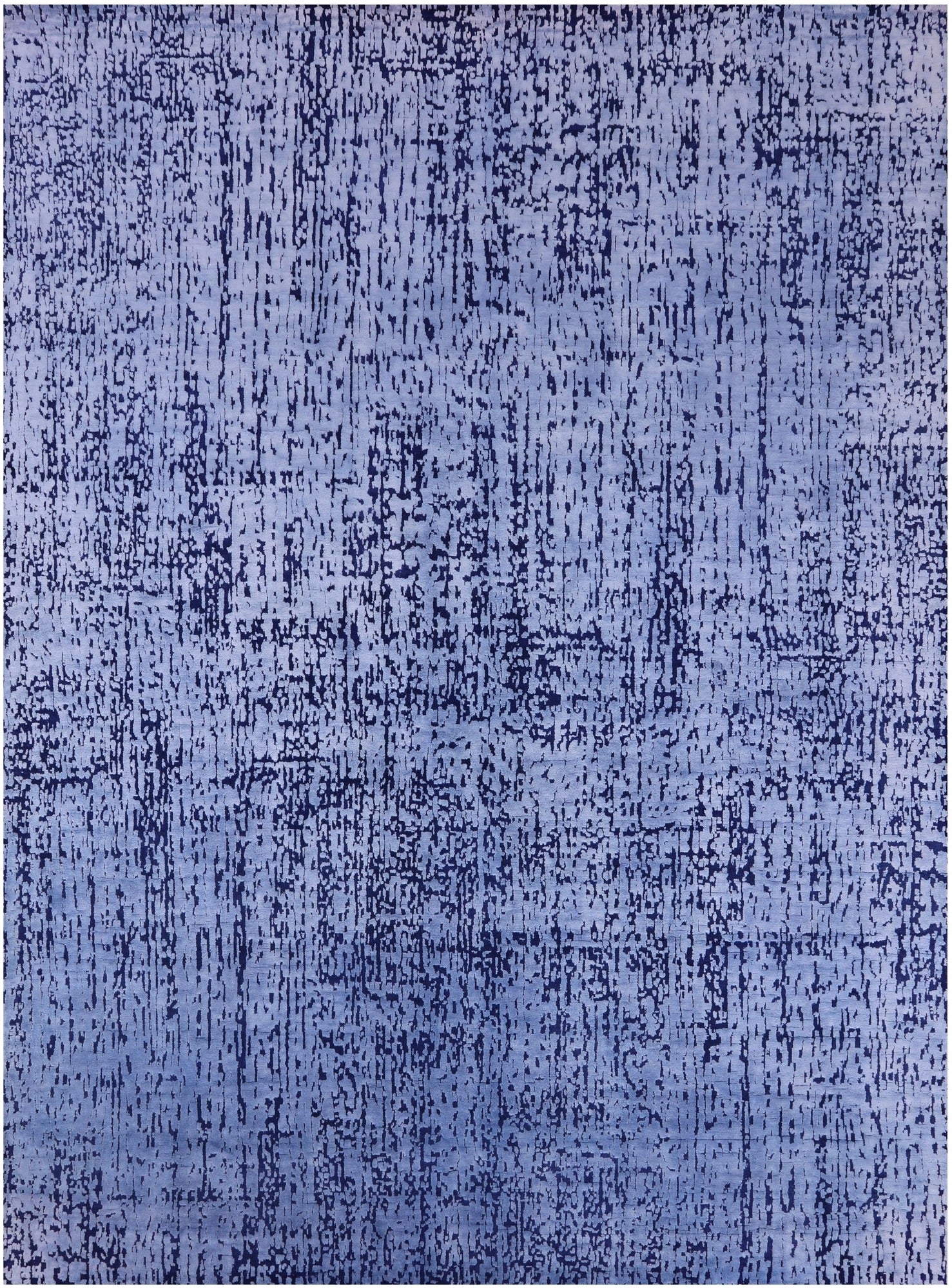 Blue Abstract Contemporary Handmade Wool & Silk Rug - 8' 11" X 12' 0" - Golden Nile