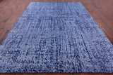 Blue Abstract Contemporary Handmade Wool & Silk Rug - 8' 11" X 12' 0" - Golden Nile