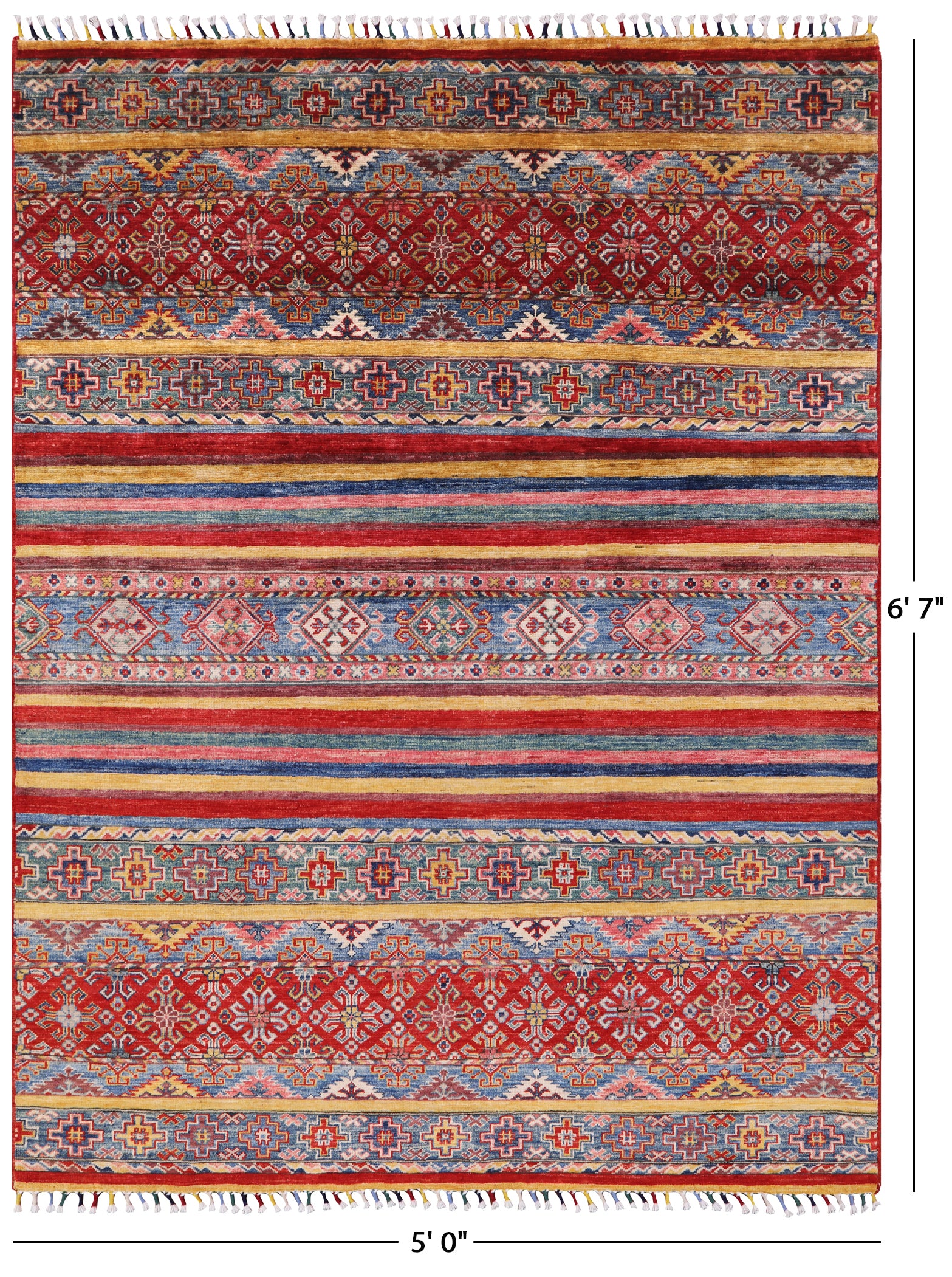 Tribal Khorjin Persian Gabbeh Hand Knotted Wool Rug - 5' 0" X 6' 7" - Golden Nile