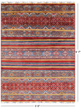Tribal Khorjin Persian Gabbeh Hand Knotted Wool Rug - 5' 0" X 6' 7" - Golden Nile