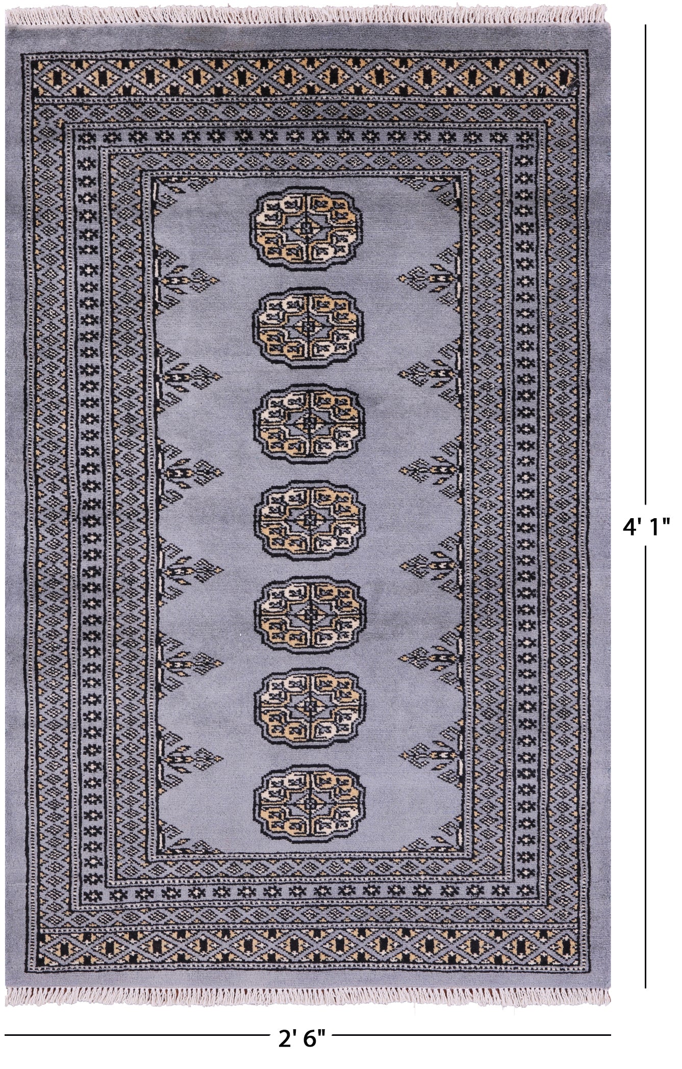 Bokhara Hand Knotted Wool Rug - 2' 6" X 4' 1" - Golden Nile