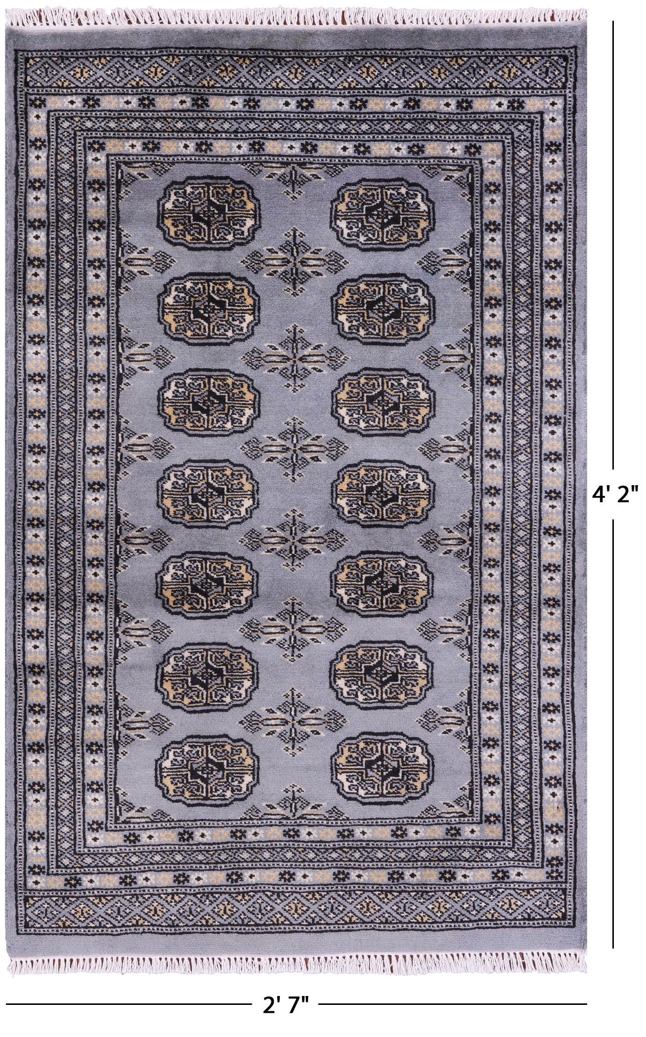 Bokhara Hand Knotted Wool Rug - 2' 7" X 4' 2" - Golden Nile