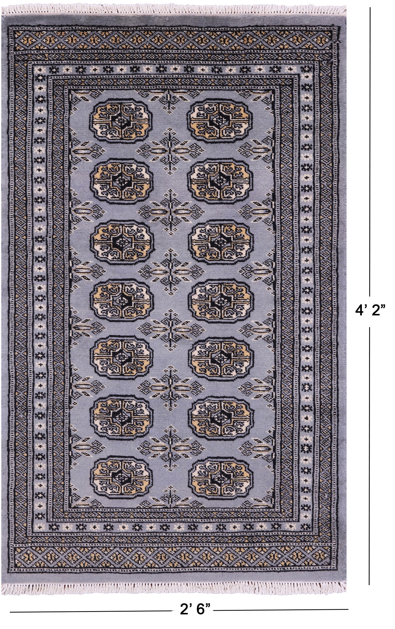 Bokhara Hand Knotted Wool Rug - 2' 6" X 4' 2" - Golden Nile