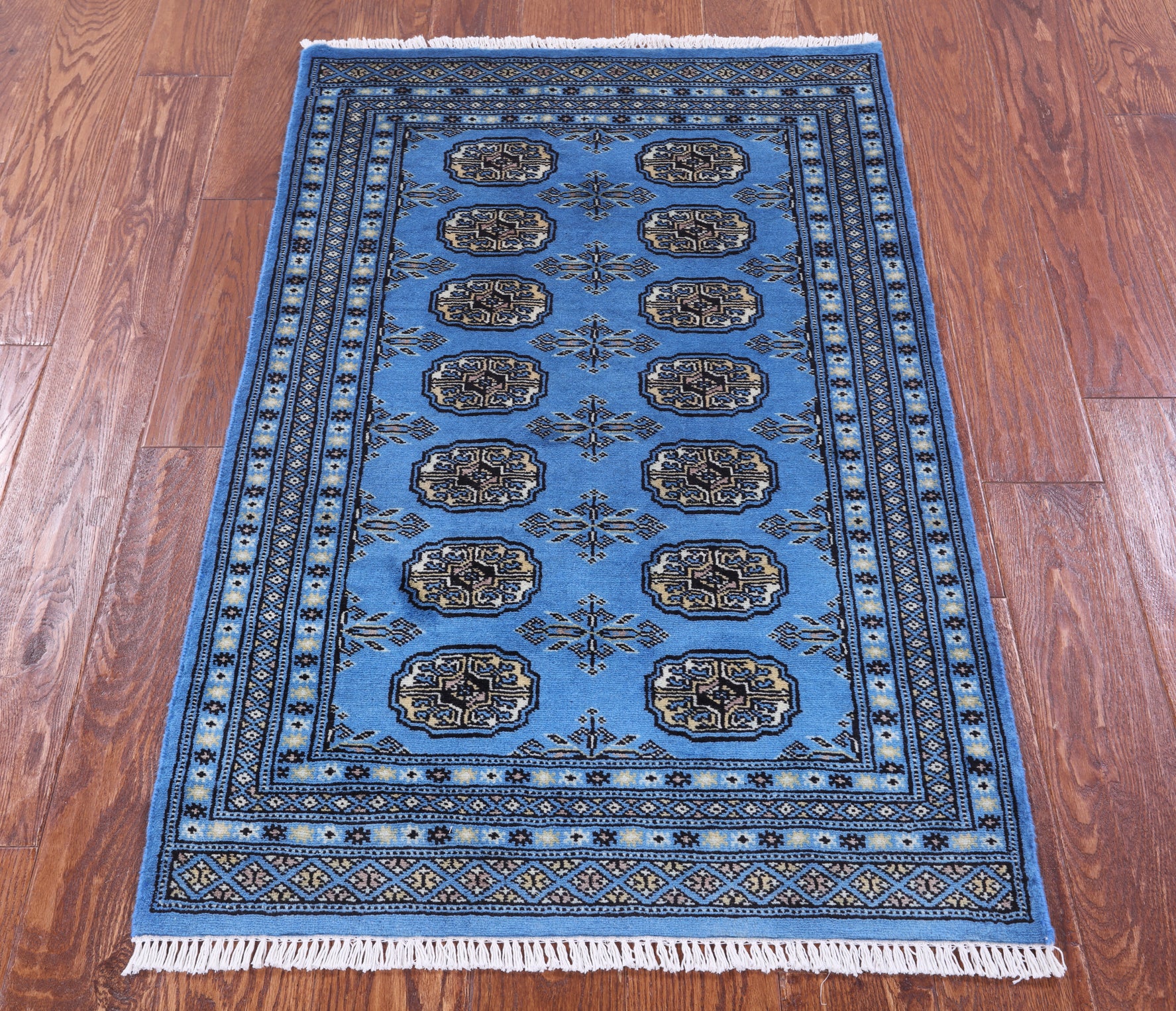 Blue Bokhara Hand Knotted Wool Rug - 2' 7" X 4' 0" - Golden Nile