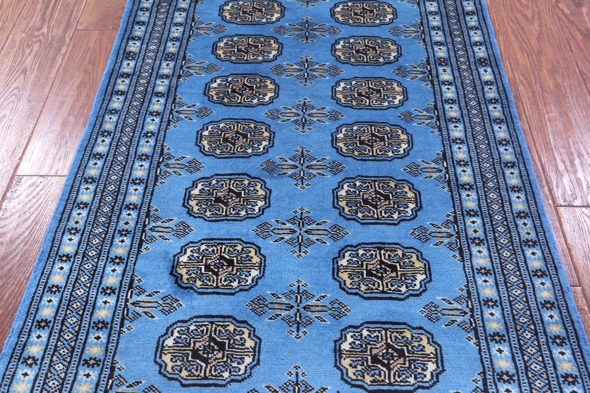 Blue Bokhara Hand Knotted Wool Rug - 2' 7" X 4' 0" - Golden Nile