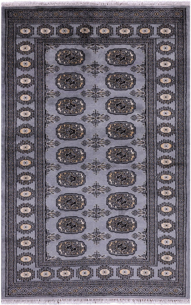 Bokhara Hand Knotted Wool Rug - 3' 2" X 4' 11" - Golden Nile