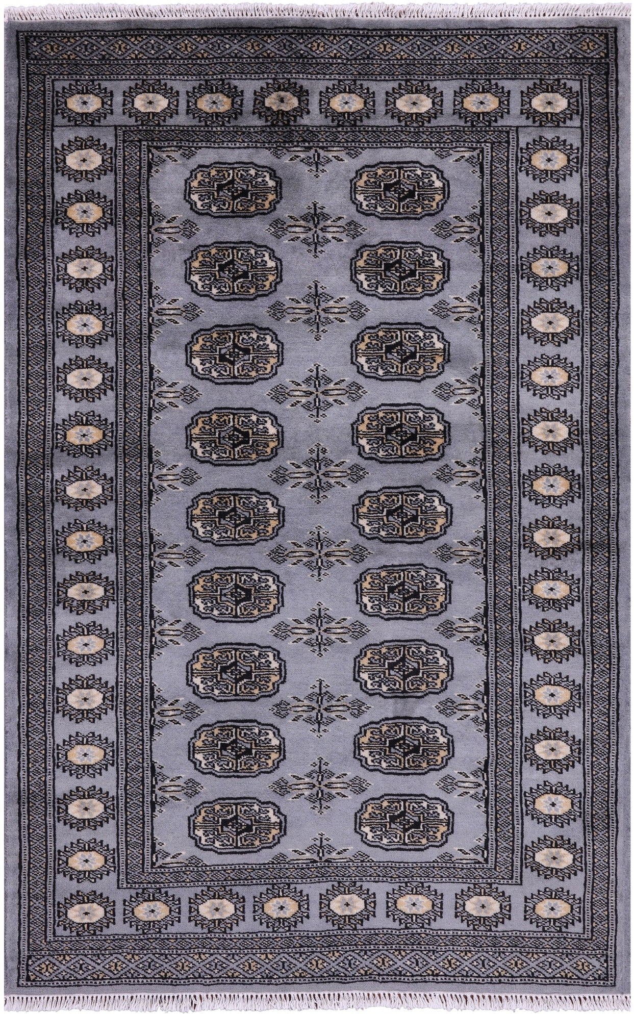 Bokhara Hand Knotted Wool Rug - 3' 2" X 4' 11" - Golden Nile