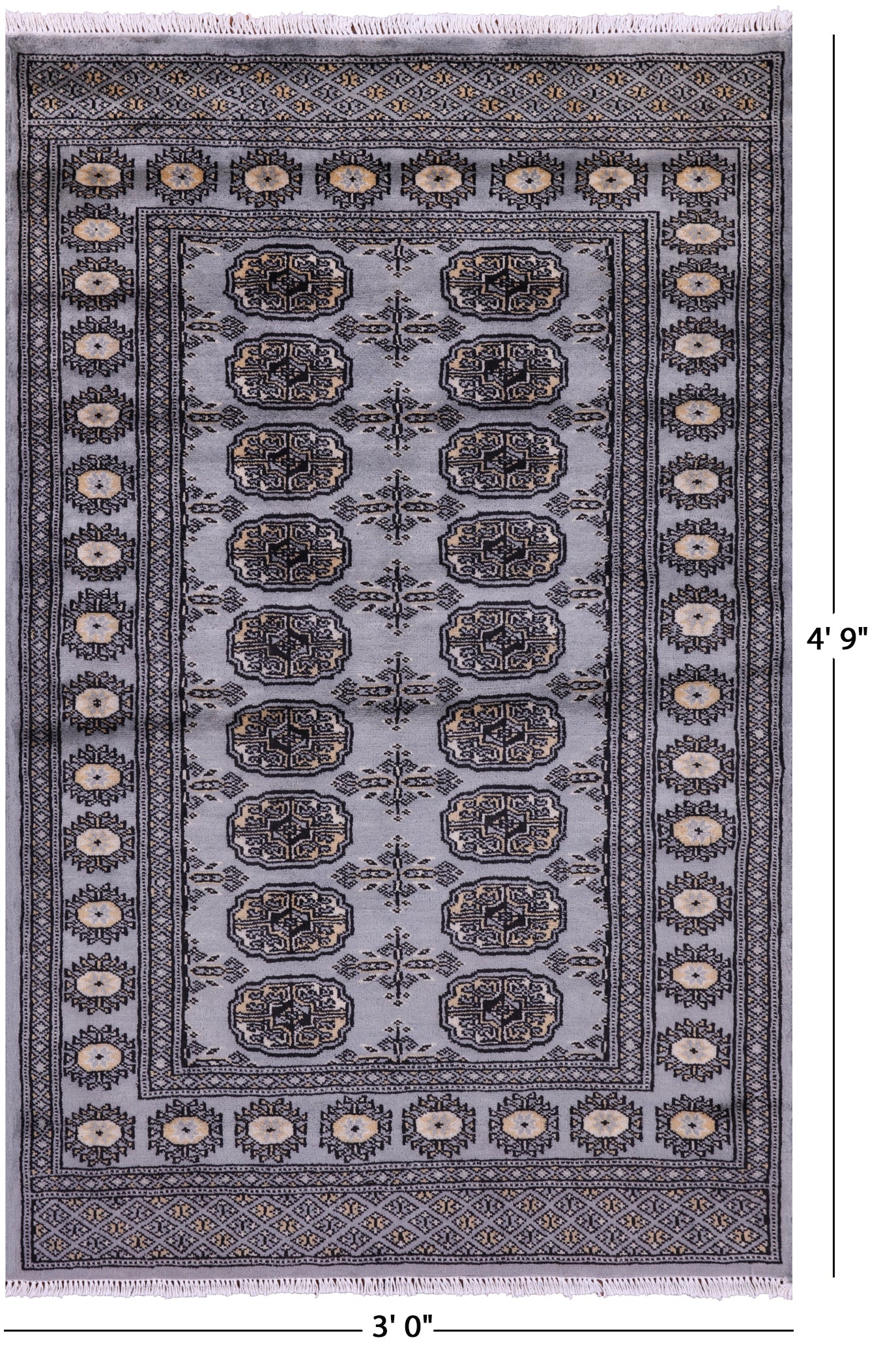 Bokhara Hand Knotted Wool Rug - 3' 0" X 4' 9" - Golden Nile