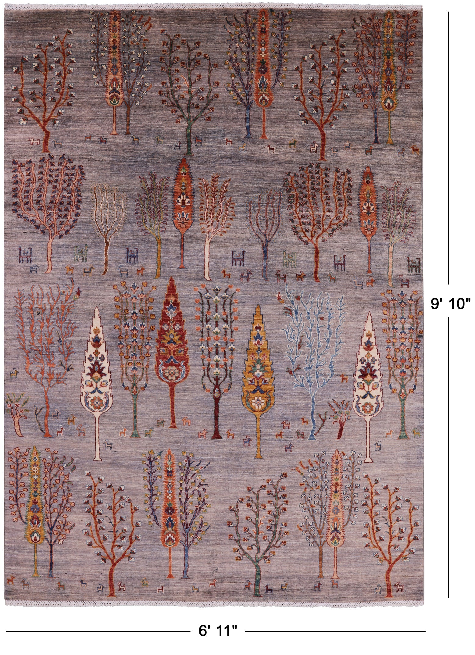 Tribal Gabbeh Hand Knotted Wool Area Rug - 6' 11" X 9' 10" - Golden Nile