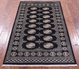 Black Bokhara Hand Knotted Wool Rug - 3' 1" X 5' 1" - Golden Nile