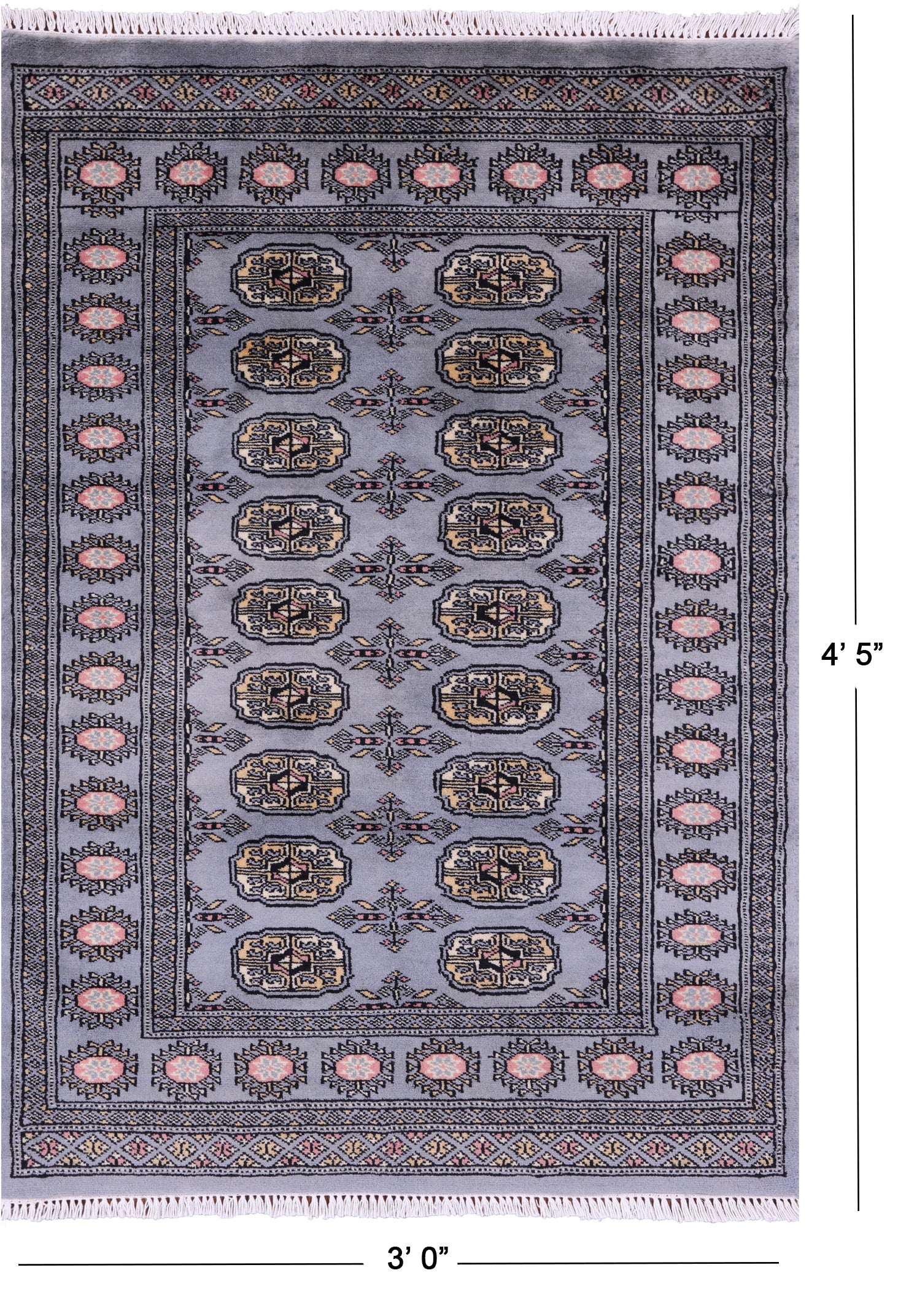 Bokhara Hand Knotted Wool Rug - 3' 0" X 4' 5" - Golden Nile