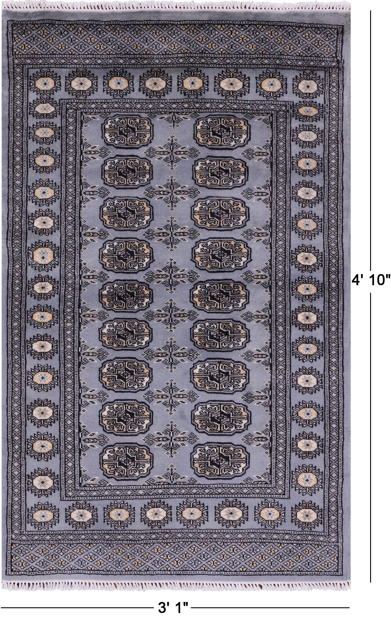 Bokhara Hand Knotted Wool Rug - 3' 1" X 4' 10" - Golden Nile