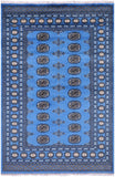 Blue Bokhara Hand Knotted Wool Rug - 4' 1" X 6' 2" - Golden Nile