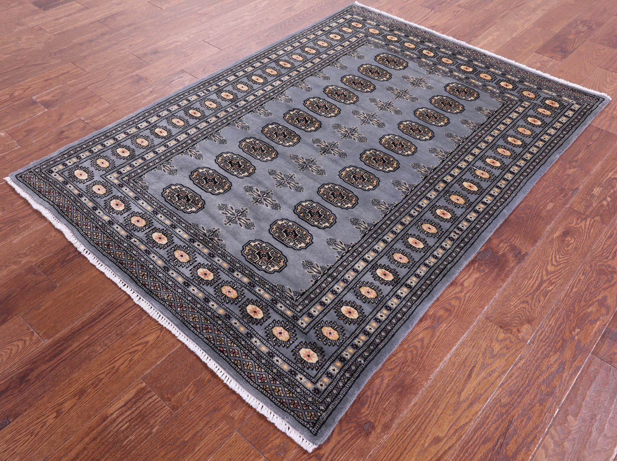 Bokhara Hand Knotted Wool Rug - 4' 2" X 5' 10" - Golden Nile
