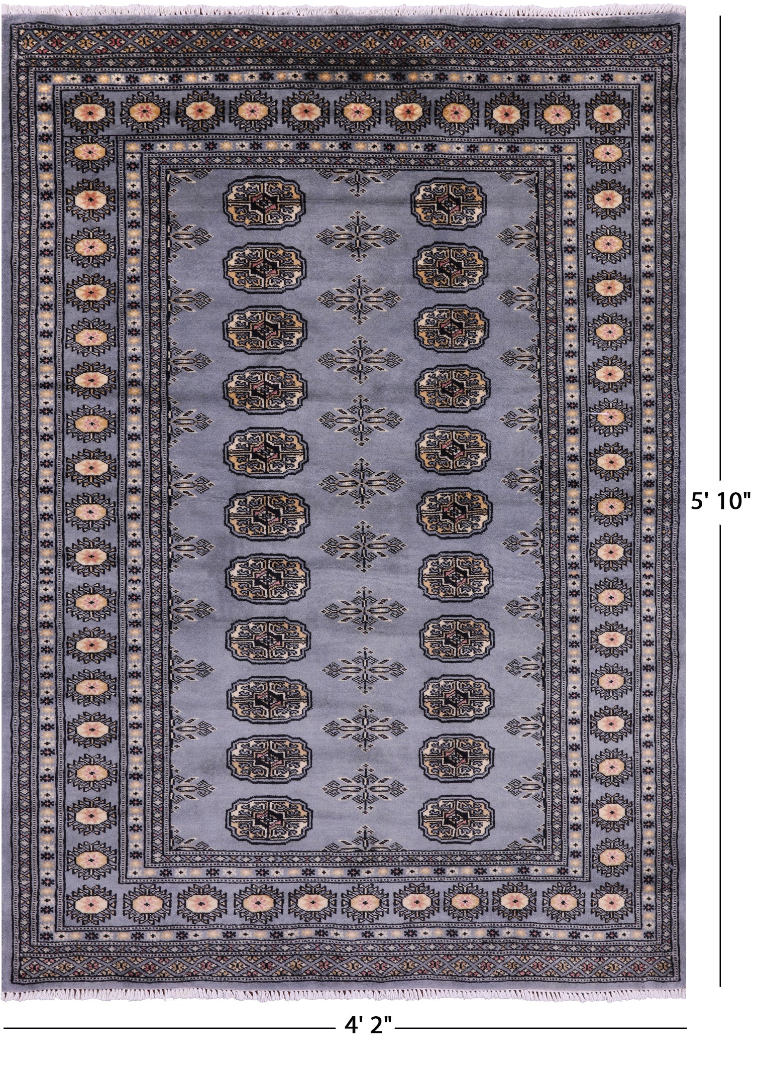 Bokhara Hand Knotted Wool Rug - 4' 2" X 5' 10" - Golden Nile