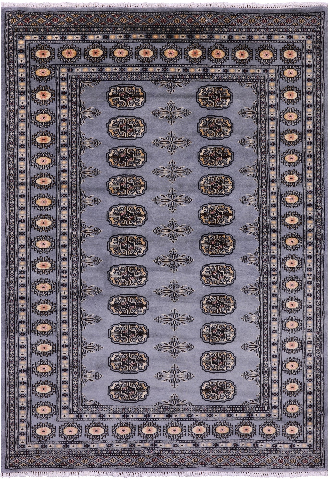 Bokhara Hand Knotted Wool Rug - 4' 2" X 5' 10" - Golden Nile
