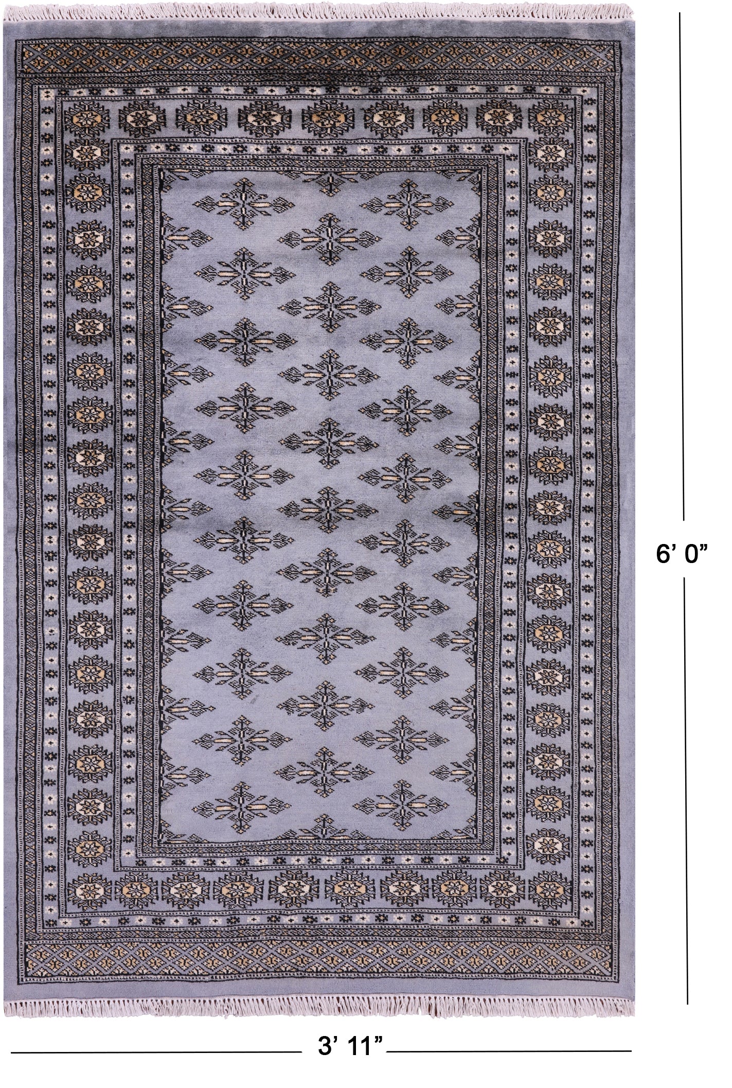 Bokhara Hand Knotted Wool Rug - 3' 11" X 6' 0" - Golden Nile