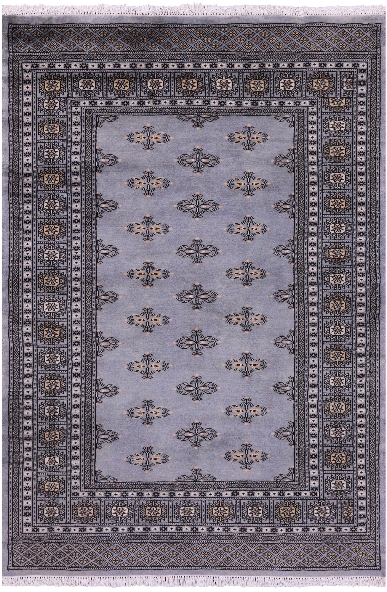 Bokhara Hand Knotted Wool Rug - 4' 0" X 5' 10" - Golden Nile