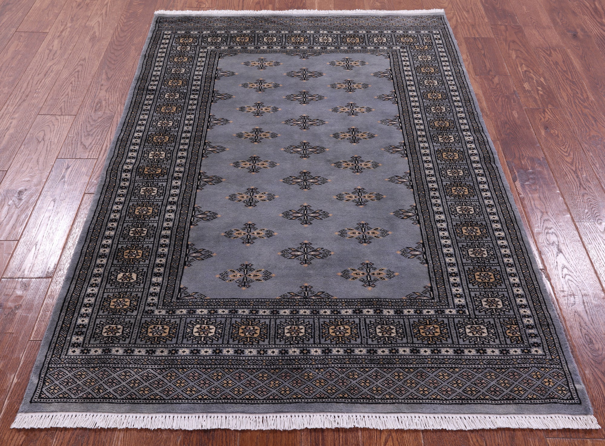 Bokhara Hand Knotted Wool Rug - 4' 0" X 5' 10" - Golden Nile