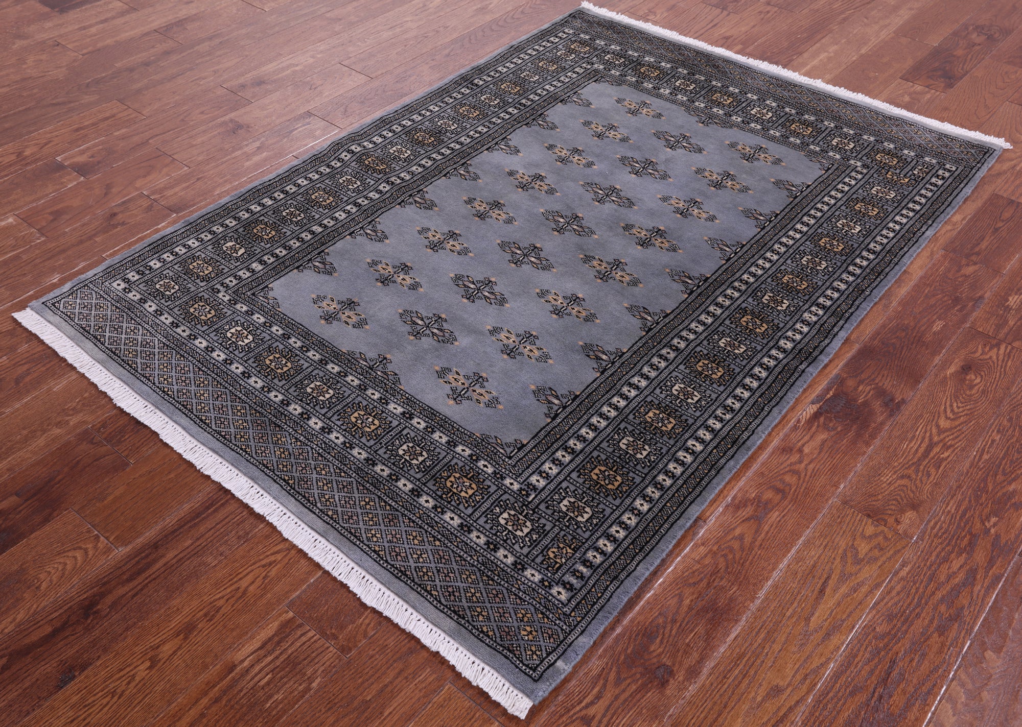 Bokhara Hand Knotted Wool Rug - 4' 0" X 5' 10" - Golden Nile