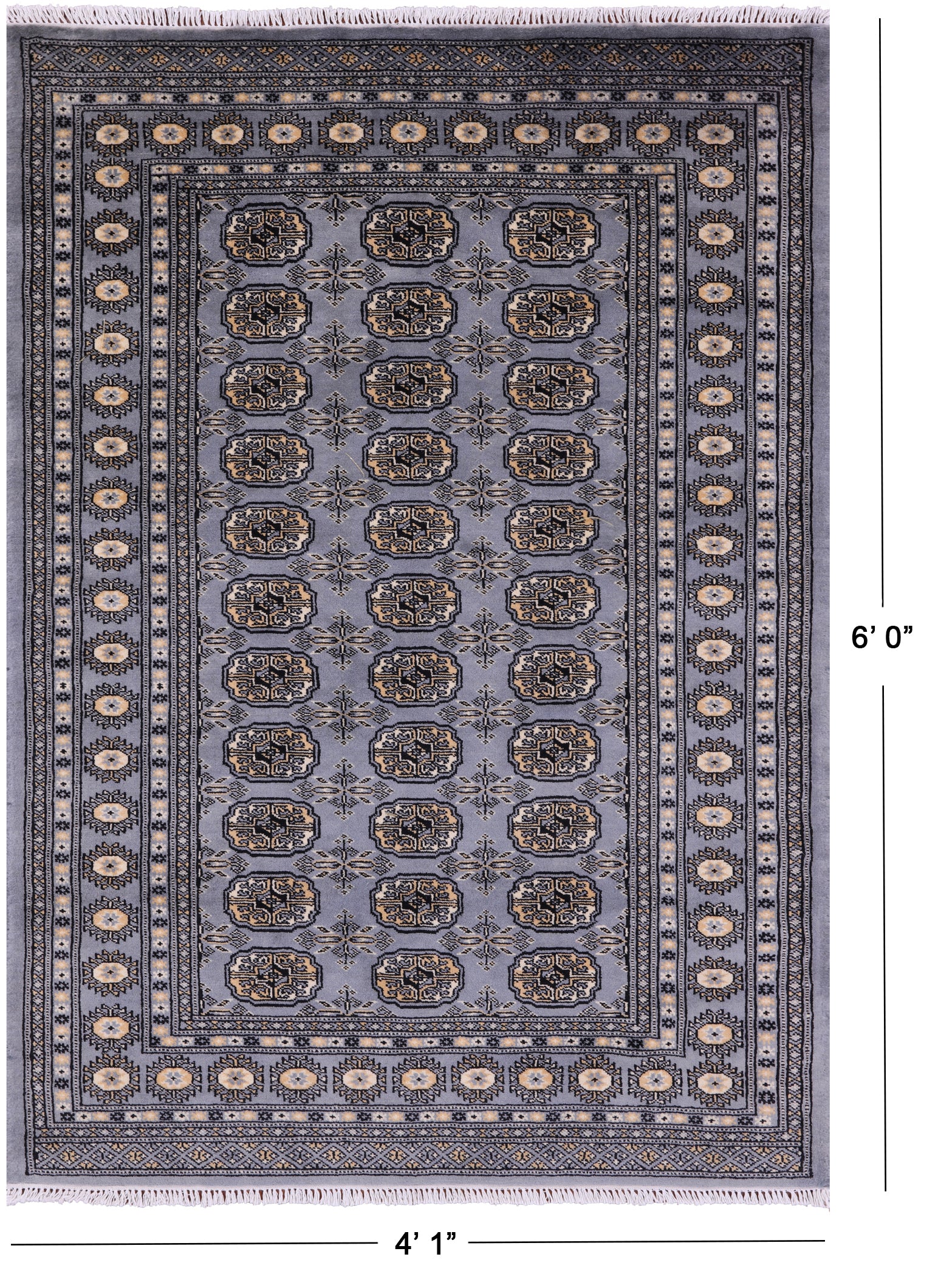 Bokhara Handmade Wool Rug - 4' 1" X 6' 0" - Golden Nile
