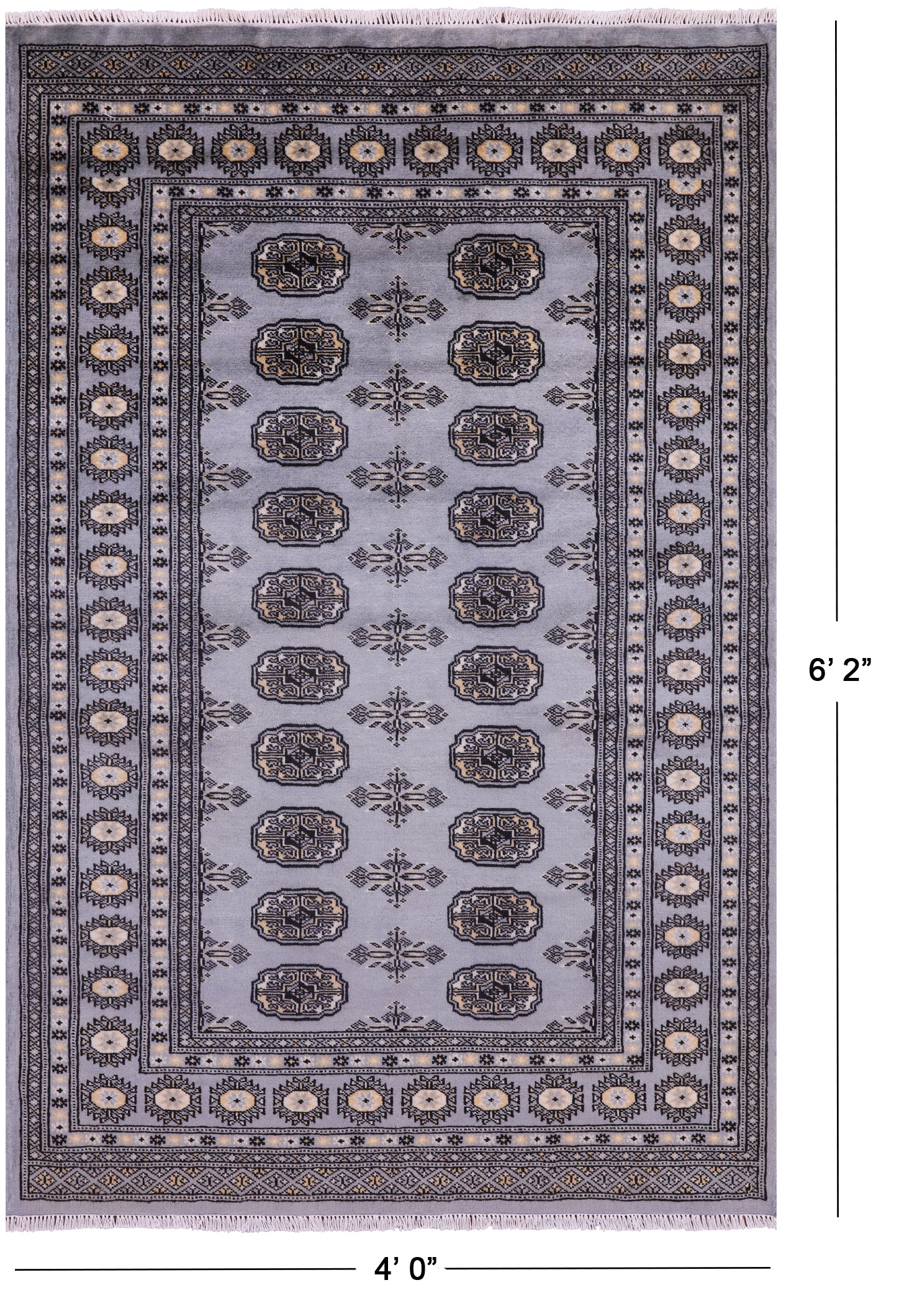 Bokhara Hand Knotted Wool Rug - 4' 0" X 6' 2" - Golden Nile