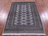 Bokhara Hand Knotted Wool Rug - 4' 0" X 5' 7" - Golden Nile