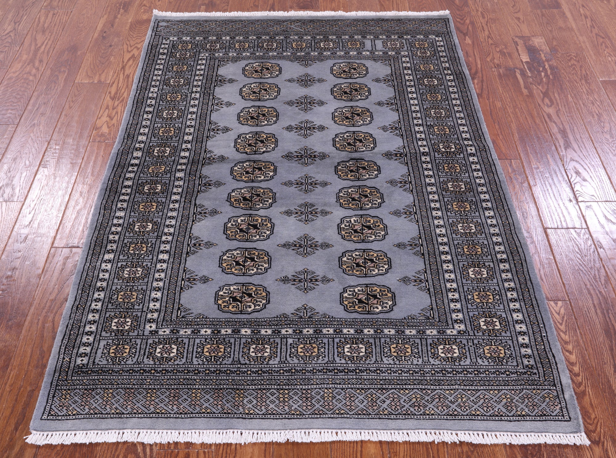 Bokhara Hand Knotted Wool Rug - 4' 0" X 5' 7" - Golden Nile