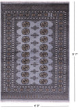 Bokhara Hand Knotted Wool Rug - 4' 0" X 5' 7" - Golden Nile