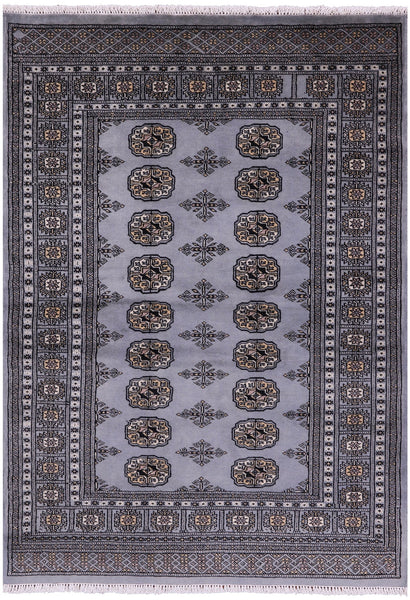 Bokhara Hand Knotted Wool Rug - 4' 0" X 5' 7" - Golden Nile