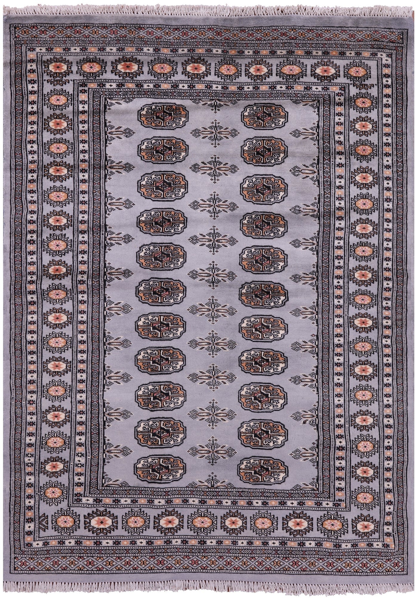 Bokhara Hand Knotted Wool Rug - 4' 0" X 5' 5" - Golden Nile