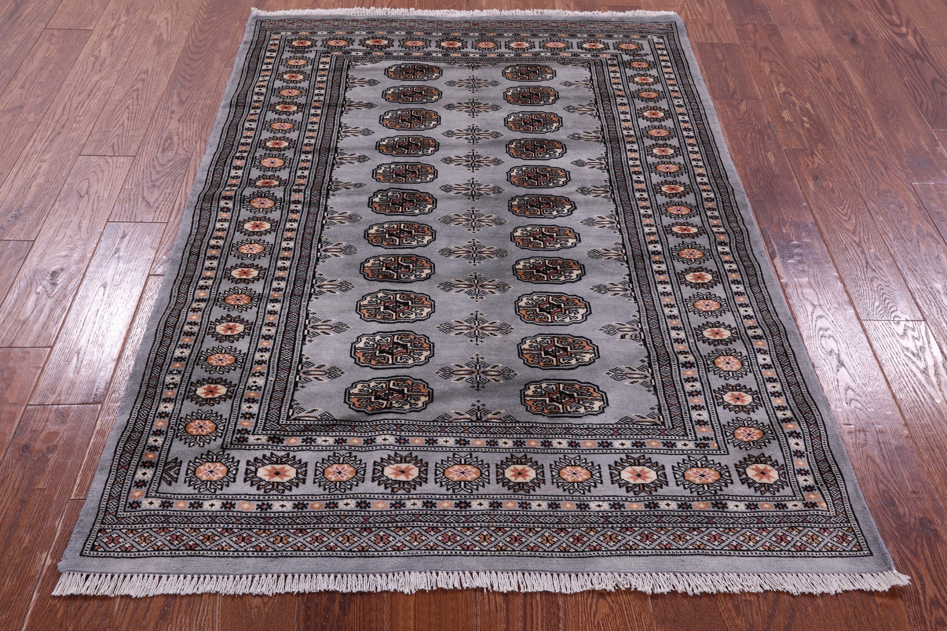 Bokhara Hand Knotted Wool Rug - 4' 0" X 5' 5" - Golden Nile