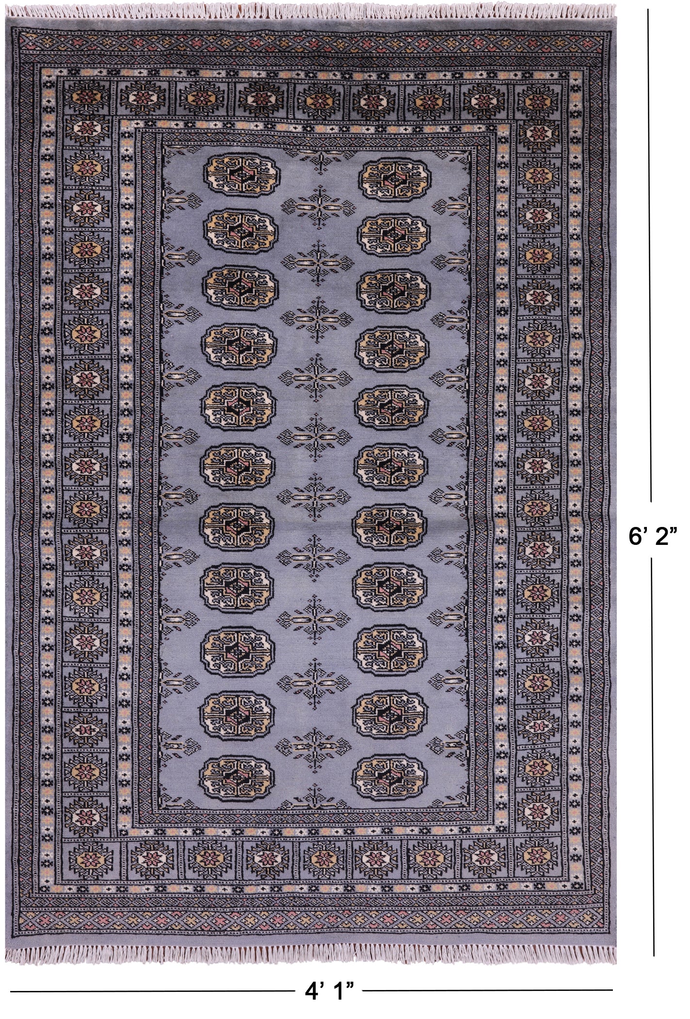 Bokhara Hand Knotted Wool Rug - 4' 1" X 6' 2" - Golden Nile