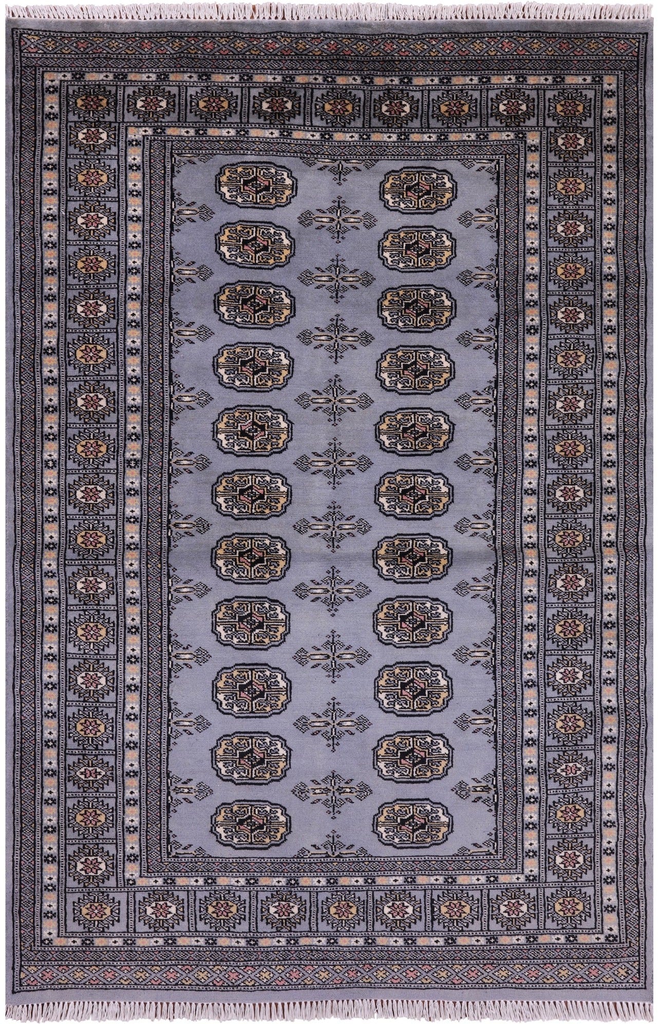Bokhara Hand Knotted Wool Rug - 4' 1" X 6' 2" - Golden Nile