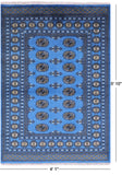 Blue Bokhara Hand Knotted Wool Rug - 4' 1" X 5' 10" - Golden Nile