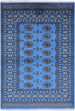 Blue Bokhara Hand Knotted Wool Rug - 4' 1" X 5' 10" - Golden Nile