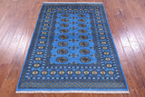 Blue Bokhara Hand Knotted Wool Rug - 4' 1" X 5' 10" - Golden Nile