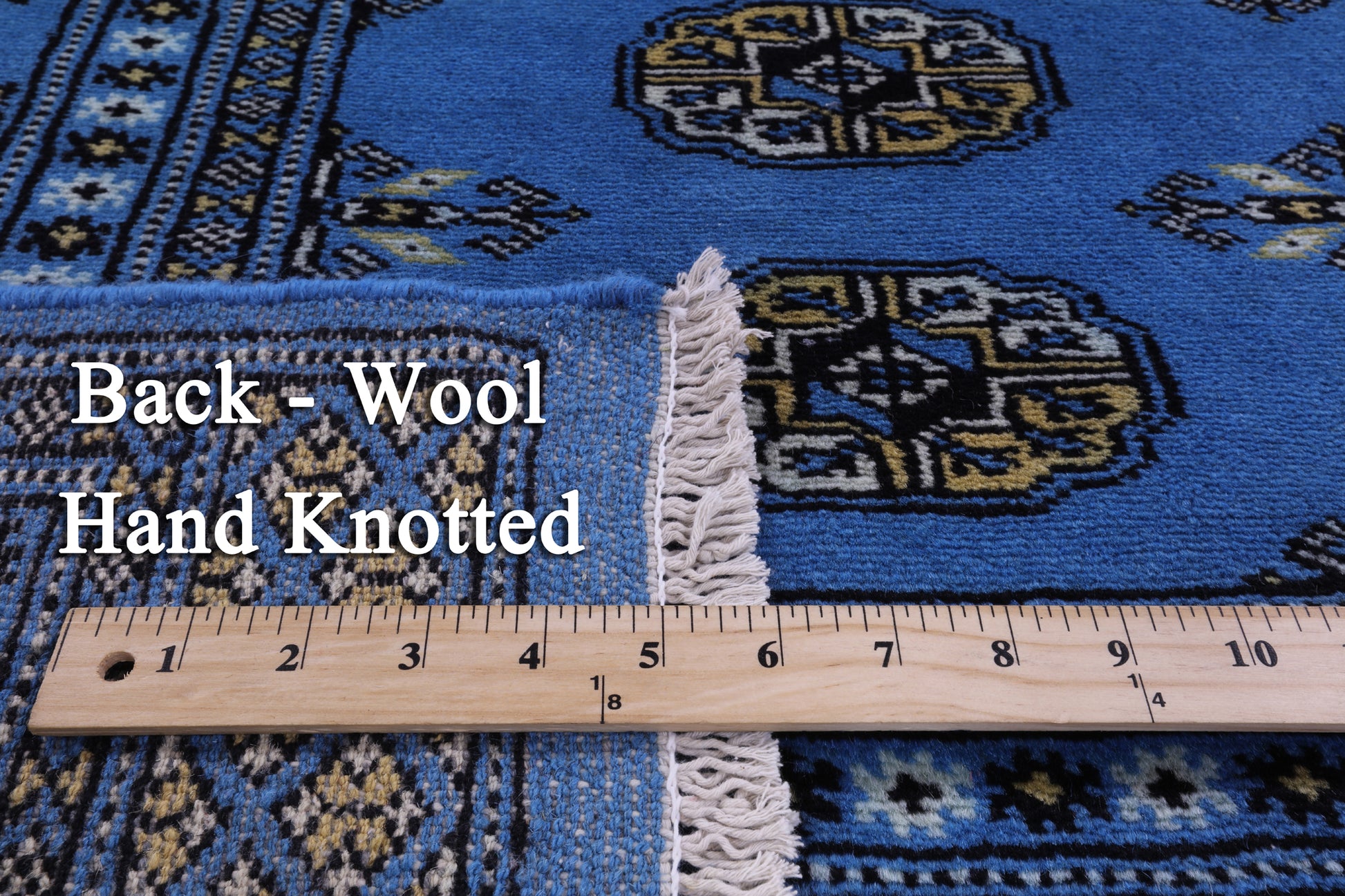 Blue Bokhara Hand Knotted Wool Rug - 4' 1" X 5' 10" - Golden Nile