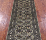 Green Signed Bokhara Handmade Wool Runner Rug - 2' 4" X 6' 7" - Golden Nile