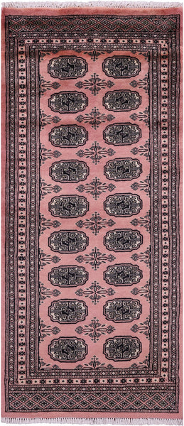 Pink Bokhara Hand Knotted Wool Rug - 2' 4" X 5' 0" - Golden Nile