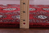 Red Bokhara Hand Knotted Wool Runner Rug - 2' 6" X 8' 4" - Golden Nile
