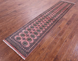 Pink Bokhara Hand Knotted Wool Runner Rug - 2' 6" X 11' 8" - Golden Nile
