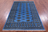 Blue Bokhara Hand Knotted Wool Rug - 4' 6" X 7' 0" - Golden Nile