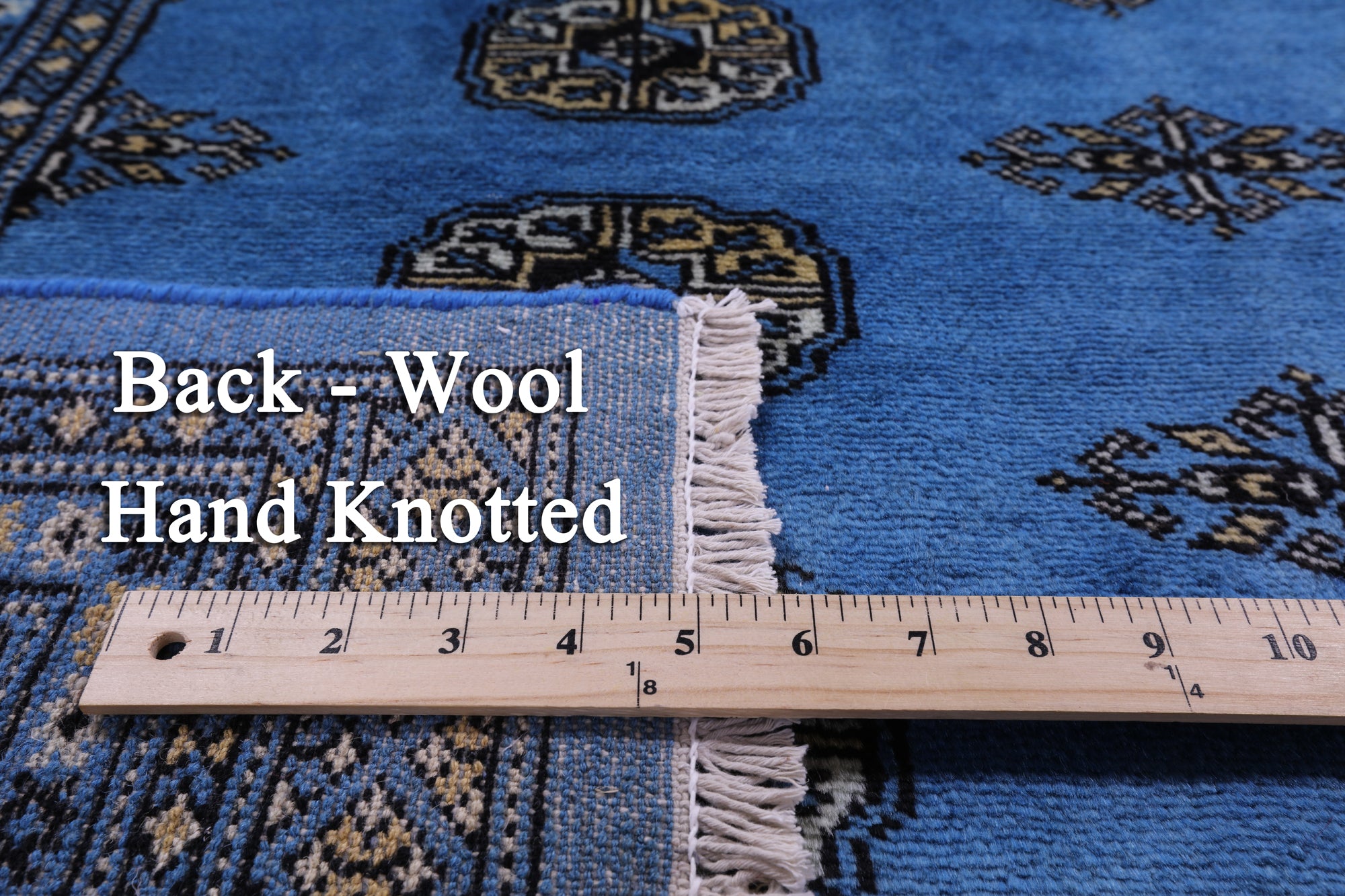 Blue Bokhara Hand Knotted Wool Rug - 4' 6" X 7' 0" - Golden Nile