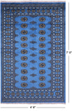 Blue Bokhara Hand Knotted Wool Rug - 4' 6" X 7' 0" - Golden Nile