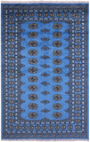 Blue Bokhara Hand Knotted Wool Rug - 4' 6" X 7' 0" - Golden Nile