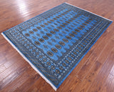 Blue Bokhara Hand Knotted Wool Rug - 5' 8" X 7' 7" - Golden Nile