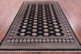 Black Bokhara Hand Knotted Wool Rug - 6' 7" X 9' 4" - Golden Nile