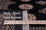 Black Bokhara Hand Knotted Wool Rug - 7' 2" X 9' 8" - Golden Nile