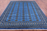 Blue Bokhara Handmade Wool Rug - 8' 1" X 9' 5" - Golden Nile